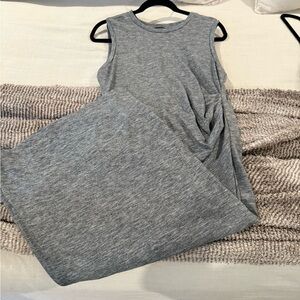 Gray Sleeveless Maxi Dress with Side Rouch